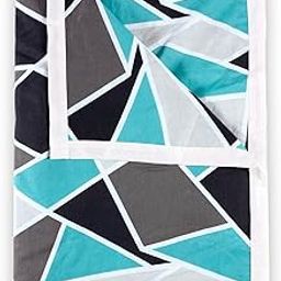 Divine Casa 100% Cotton 144 TC Reversible Geometric Printed Single Bed AC Dohar Blanket for Mild Winter (Crystal Teal, 140 cm x 210 cm)| TC - 144-32