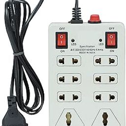 240 Volts 8 + 2 Mini Power Strip Extension Cord/Board with 2 Switch, Indicator, Safety Fuse & 8 International sockets, 2 Meter Cord Wire (Beige)-11
