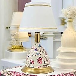 The Devine Decor Antique Gold Metal Table Lamp | Brass Antique Finish Gold Table Lamp for Bedroom, Bedside, Living Room, Home Decoration, Hotel Pack of 1 Size 15X 8 Inches (Flower Quppa)-23