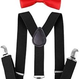 Boy's Suspender and Red Bow Tie Set for Kids 1 to 4yrs, Black-picture-34