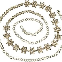 Gold Plated Stone Studded Flower Design Waist Chain For Women and Girls-image-40