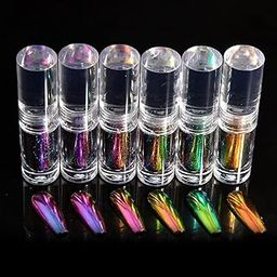 RUBYFACE Pearl Liquid Nail Powder, 6 Pcs Multicolored Pearlescent Ice Aurora Dust Nail Powder, Chameleon Holographic Chrome Iridescent, Mirror Effect Pigment High Gloss Nail Art Glitter for Home DIY Nail Tips, 6X2.4g-image-95