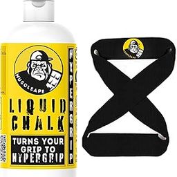Muscleape Weight Lifting Straps & Liquid Chalk 210 Ml for Gym Workout Deadlift, Powerlifting and Fitness Strength Training (8 Figure Straps, Anti-Skid) Improve Bar Grip & Lift Heavier-picture-25