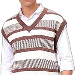 Men Oversized Horizontal Stripes V-Neck Sweater-picture-7