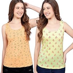 Women's Super Combed Cotton Rib Fabric Slim Fit Tank Top-Pack of 2-image-99