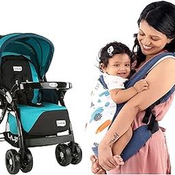 LuvLap Galaxy Stroller/Pram (Green/Black) & Adore Baby Carrier with 3 Carry Positions, for 6 to 24 Months Baby, Max Weight Up to 18 Kgs (Blue)-image-38