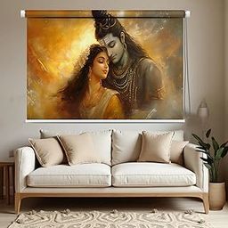 Parker Window Blinds | Shiv Parvati Divine Roller Blind | Polyester-Cotton Fabric | Water-Resistant Window Blind for Home & Office Décor – PWB-52 | 5X4 Ft. (W*H)-image-7
