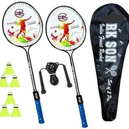 Badminton Rackets Set of 2 for Kids & Adults with 6 Piece Shuttles Double Shaft Badminton Racquet Shuttlecock Combo Kit with Cover Bag & Skipping Rope-11