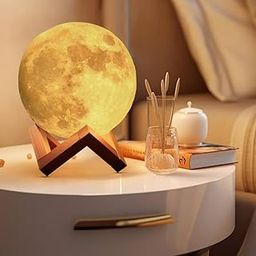 Gesto Silicone 3D Moon Lamp for Home Decor - 7 Colour Changeable Night Lamp with Stand | Touch Controled Decorative Moon Light for Bedrooms,Valentine, Festival, Anniversary gift, Wedding Gifts (15 Cm)-28