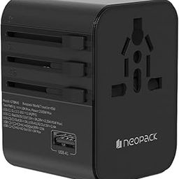 Neopack World Traveller Adapter 45W with 3 x USB-C + 1 x USB-A Ports, All in One Worldwide Adapter for USA, EU, UK, AUS (Black & Silver)-picture-19