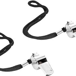 MERISHOPP® 2X Soccer Metal Referee Whistle Lanyard Neck Strap Basketball Football Running|Sporting Goods | Team Sports | Soccer | Other Soccer-picture-5