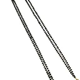 Gold Plated Maharashtrian Vati 2 Vati Pendal Mangalsutra Black Bead chain short simple double line 24 Inch Mangalsutra Chain Only-image-12