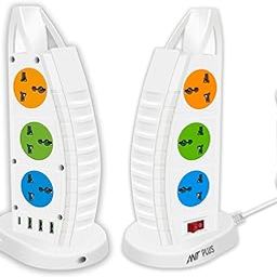 Ant Plus Electric 631 Mini Tower Extension Board with Universal Sockets, USB Port, and Type C Charging - 6 Sockets, 3 USB, 1 Type C, 250V, 2500W - White-18