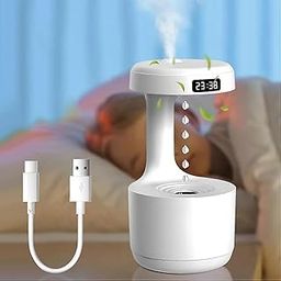 Digital Humidifier with LED Display, USB Powered, Dual Mode Night Light, White-image-37