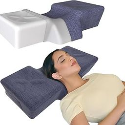 CareFoam Anatomic Memory Foam Pillow | Ergonomic Contour Design | Cervical Neck Support for Sleeping | Comfort | Orthopedic Pillow with 2-Year Warranty | Standard Size | Blue Melange Washable Cover-image-80