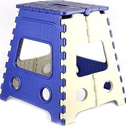 OLAHRAGA Plastic Non Slip Folding Stool - 18" Height - Holds Up To 95 Kg - Great For Kitchen, Bathroom, Bedroom, Kids Or Adults (Blue)-image-46