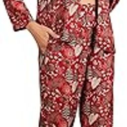Women'S Maroon Chanderi Silk Floral Printed Top With Pant & Jacket Set-4