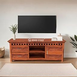 WOODSTAGE Sheesham Wood TV Entertainment Unit Cabinet with Drawer and Door Storage for Living Room Wooden Furniture for Hall (Honey Finish)-picture-27