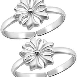 (Formerly MJ Floral Pattern Silver Toe Rings in Pure 92.5 Sterling Silver for Women-image-6