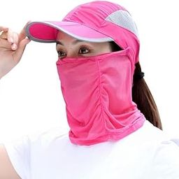 Cap Mask for Summer, Outdoor, Cycling, UV Sun Protection Block Hat Face Cover Scarf With Cap, Foldable Innovative Scarf Cum for women, Summer UV Protection Beach Beauty Sun Hat - 1 Pc-image-42