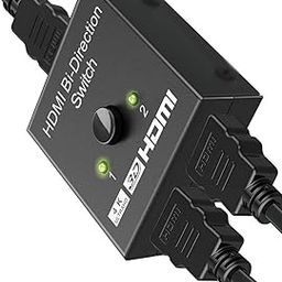 AdzMozi HDMI Switch Splitter, 2 Port Bi-Directional Manual HDMI Switch 2 in 1 Out or 1 in 2 Out Splitter Supports 4K 2K 3D Full HD 1080p - Black-0