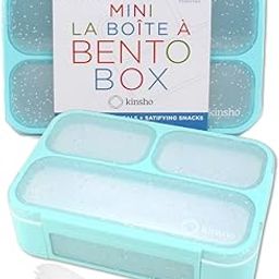 kinsho Glitter Bento Snack Containers with Lids Mini Bento Box Lunch Box for Toddler Daycare and Small Kids Travel Meal Container Leak Proof Pastel Blue Teal Sparkle 2Pk-23