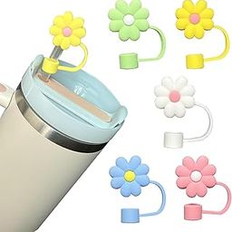 House of Quirk 5PCS Silicone Straw Covers Cap Compatible with Stanley 10mm Cute Flower Straw Toppers for Tumblers, Dust-Proof Drinking Straw Caps for Reusable Straws Tips Lids (Multicolor)-31