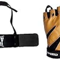 FIRE FLY Home Gym Combo Arm Blaster with Gloves Quick Wrist Wrap Support Gym Glove + Arm Blaster Biceps Workout (Black Beige)-16