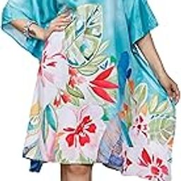 GND ART STUDIO Multicolour Knee Length Kaftan in Soft Silk with Exclusive Digital Print and 3/4th Sleeves Perfect for Resort Wear and Beach Days-4