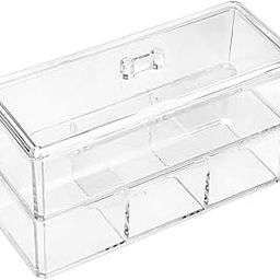 Snazzy Stackable Clear Plastic Organizer Drawers With Lid, 2 Piece Set, Organize Cosmetics and Beauty Supplies on a Vanity - Save Space Gadgets Jewelry Storage Box Display for Makeup-image-15