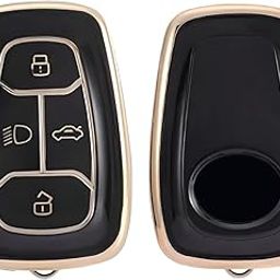 AUTOFRILL TPU Car Key Cover for Tata Nexon, Nexon EV, Punch, Punch EV, Tiago, Tiago EV, Tigor, Tigor EV, Harrier, Altroz, Safari, Safari EV Electric 4 Button Smart Key Cover (Black-Gold)-picture-30