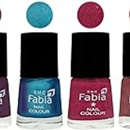 SMC Fabia Platinum Collection 6 ml each Set of 6 High Shine Long Lasting Nail Polish Colors,04033-8