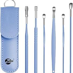 Zabb 6 Pcs Ear Wax Cleaner - Resuable Ear Cleaner Tool Set with Storage Storage Leather Pouch - Ear Wax Remover Tool Kit with Ear Curette Cleaner (Blue, Color)-image-59