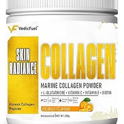 VedicFuel Skin Radiance Collagen Powder (Orange, 200g) | Marine Collagen | Collagen Supplements for Women & Men with Biotin | Vitamin C | E & Sodium Hyaluronate | for Skin | Hair & Nails-16