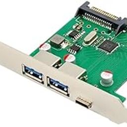 PCI Express Card 2 Port USB 3.0 and 1 Port USB Type C with 5V Sata Power Connector up to 5 Gbps Speed PCIe Card-picture-17