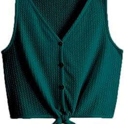 zilcon Women Solid Waffle Regular Fit Tank Top || Short Length T-Shirts Sleeve Less Wrap Tops-picture-4