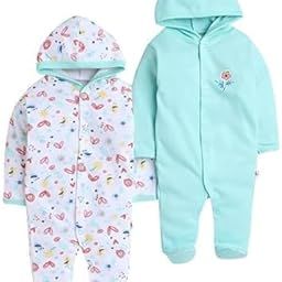Hooded Rompers/Sleepsuits/Jumpsuit/Night Suits for Baby Boys & Girls, Infants, New Borns Pack Of 2 Pec-27