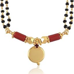 Missmister Brass Micron 1 gram Gold natural ruby Single Wati Traditional Mangalsutra Women Tanmaniya Fashion Jewellery (MM1276MSSV)-image-67