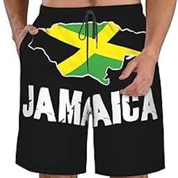 Jamaica Map Men's Swim Trunks Quick Dry Board Shorts Beach Swimsuit with Pockets Mesh Lining-image-86