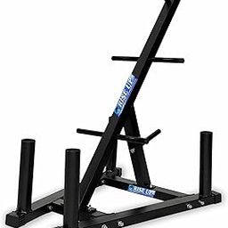 RISE UP ™ Weight Plates & Olympic Bar,Bar & Plate Stand, Plate Rack with Barbell Holders, Equipment Storage Rack Capacity 700 kg-7