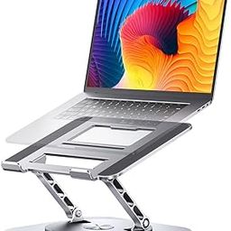 AOEVI Adjustable Computer Stand with 360 Rotating Base, Ergonimic Foldable Laptop Riser for Desk Compatible with MacBook Pro/Air Notebook up to 16 Inches, Silver-image-27