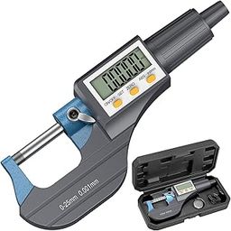 Skypearll Digital Micrometer, Digital Outside Micrometer 0-25 Mm Range With LCD Display Screw Guage Ideal For Accurate Measuring Dimensions in Inches & MM, +/-0.0001 Accuracy-0