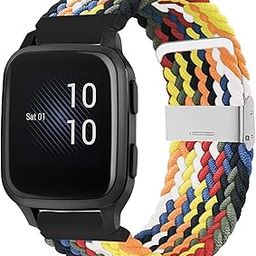 Abanen for Garmin Venu Sq / Vivoactive 3 Braided Loop Watch Bands, 20mm Elastic Soft Stretchy Nylon Wristband Strap with Adjustable Clasp for Garmin Venu/Vivomove 3,Approach S40-16