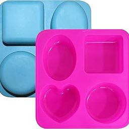 MYOC 4 Cavity Silicone Soap Mould for DIY Handmade Bathing Bar & Soap - Oval, Square, Heart, Circle - Pack of 1 (Multicolour)-image-95