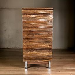 INDIAN HUB Solid Mango Wood Waves 5 Drawer Chest with Iron Leg with Kitchen and Living Room Storage H/W/D: 125x60x45cm-image-43