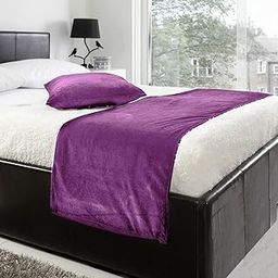 Luxury Velvet Bed Runner Set | Scarf | Throw | with 2 Cushion Cover for All Bed Sizes (Lavender, King- 19.6x94.4 inch)-image-91