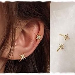 Simple CZ Star Cuff Wrap Earrings Cute Snowflake Crystal Twinkle Helix Cartilage Clip on Earrings Non Piercing Cartilage Earrings Hexagram ear cuff-46