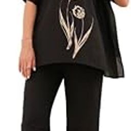 Women's Black Printed Russian Silk Co-ord Set-image-28