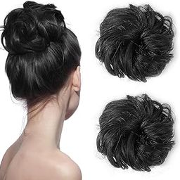 ZALYA 1PCS Messy Bun Hair Accessories Extension Hair For Women Artificial Hair Bun For Women Rubber Bands For Women False Hair Messy Bun Scrunchie Hair (Black)-image-38