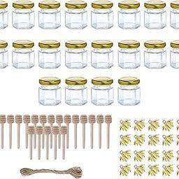 20x Small Glass Jars Versatile Clear Hexagon Jars for DIY Gift Liquids Honey-image-37